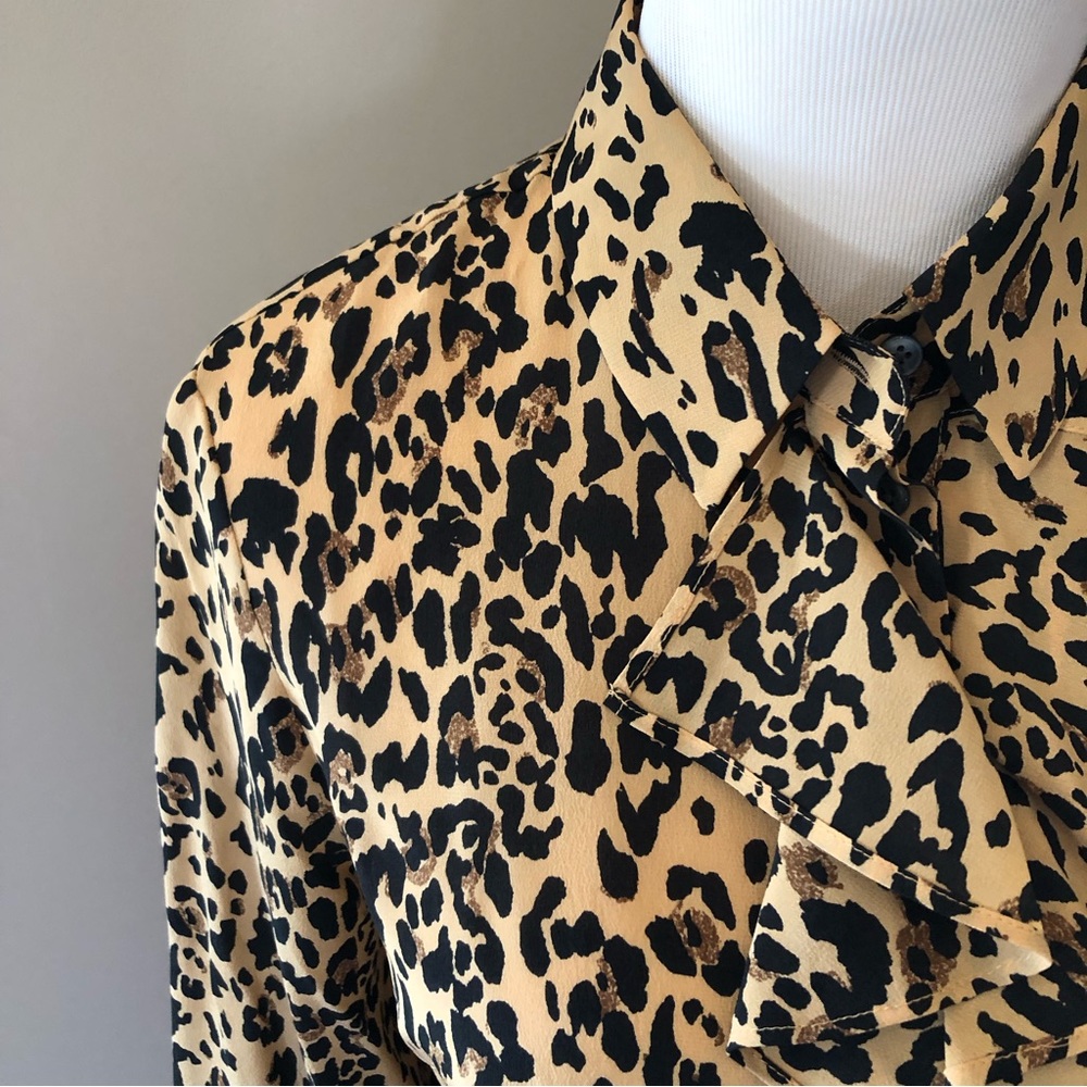 J.Crew Collection silk ruffle front leopard print blouse 4